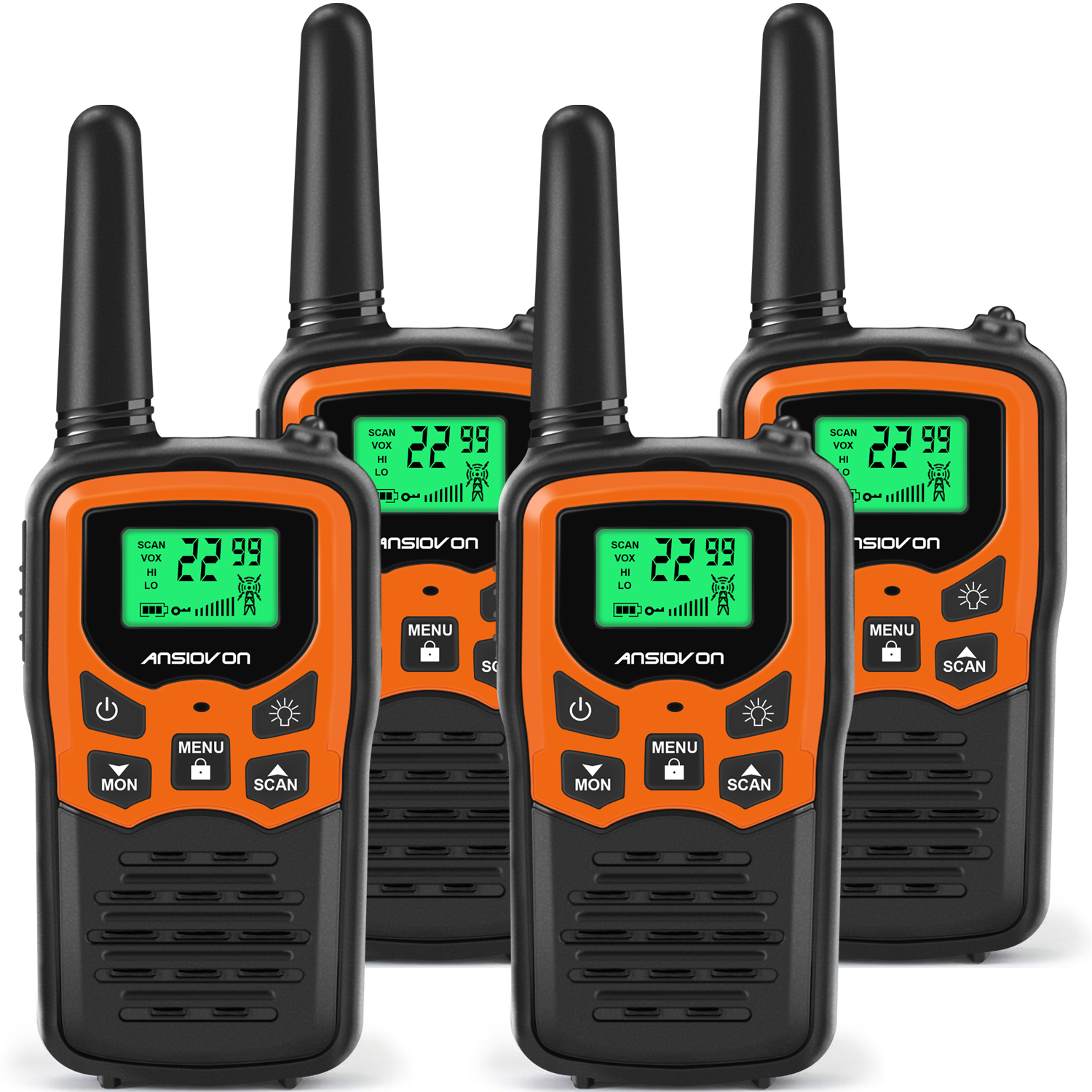 ANSIOVON Walkie Talkies for Adults, Long Range Handheld Walky Talky(4 Pack)